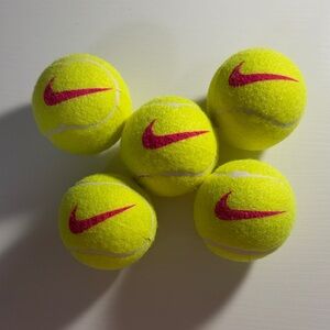 Nike Bright Yellow Red Swoosh Tennis Balls 5 count